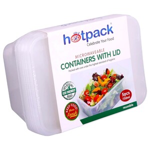 Hotpack Microwaveable Containers With Lids 5 Pieces 750Ml