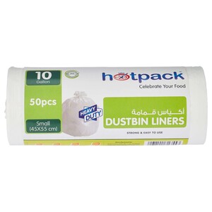 Hotpack Dustbin Liners 45 X 55Cm 10Gallon 50 Pieces