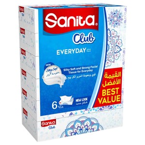 Sanita Club Facial Tissue 2Ply 130 Sheets X6