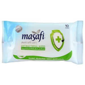 Masafi Pure Soft Antibacterial Wipes 10 Pieces