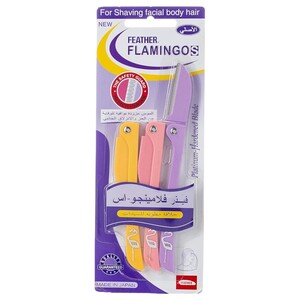 Feather Flamingo Facial And Body Hair Razor 3 Pieces