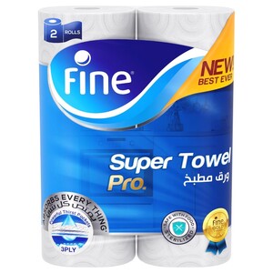 Fine Kitchen Towel Super Pro 3Ply 60Sheets 2 Rolls