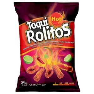 Taqui Rolitos Tortilla Chips Hot 56G
