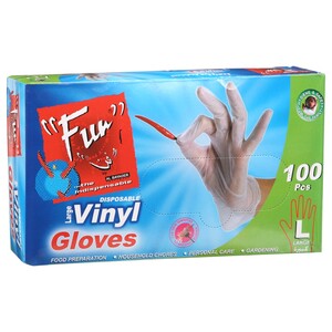 Fun Disposable Vinyl Gloves Large 100 Pieces