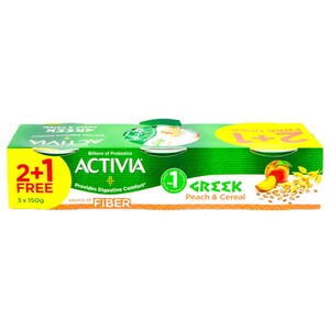 Activia Greek Yogurt Peach And Cereal 150G X3 2 + 1 Free