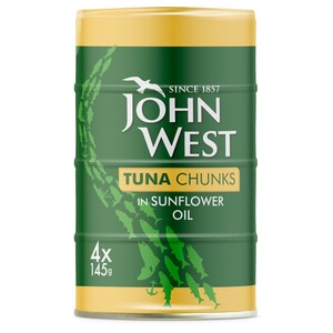 John West Tuna Chunks In Sunflower Oil 145G X4