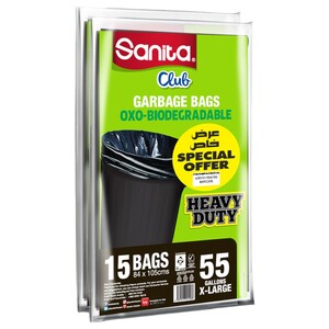 Sanita Club Garbage Bag Heavy Duty 55 Gallons 15Pcs X2