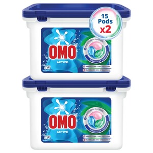 Omo Laundry Capsules 3N1 Eucalyptus 15 Pods 225G X2