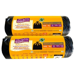 Enviro Guard Garbage Bag 120 X 140Cm Black Rolls X2