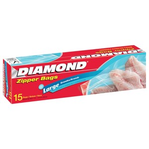 Diamond Oxo-Biodegradable Large Zipper Freezer Bags 15Pcs