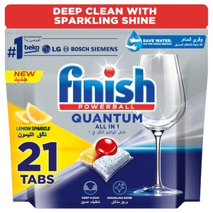 Finish Dishwashing Tablet Quantum Aio Lemon 21 Pieces