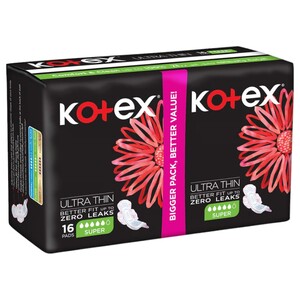 Kotex Feminine Pads Natural Ultra Thin Super 16 Pieces