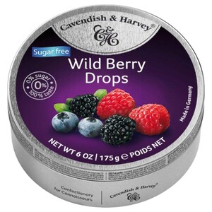Cavendish & Harvey Sugar Free Wild Berry Drops In Tin 175G