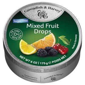 Cavendish & Harvey Sugar Free Mixed Fruit Drops In Tin 175G