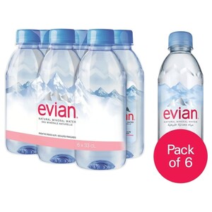 Evian Natural Mineral Water Bottle 330Ml X6