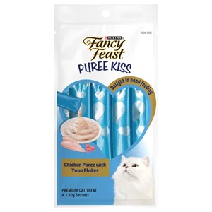 Fancy Feast Cat Treats Puree Kiss Chicken With Tuna Flakes 40G