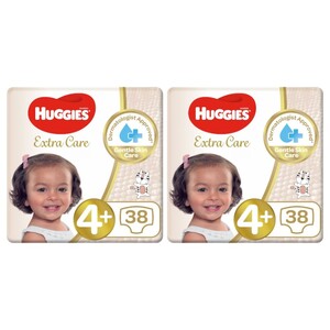 Huggies Baby Diaper Extra Care Size 4+ 38Pcs X2