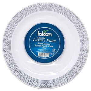 Falcon Luxury Silver Mosaic 19Cm Round Disposable Plastic Plates