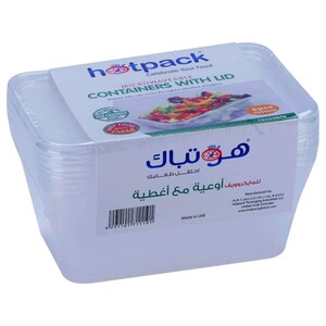Hotpack Eco-Friendly Microwaveable Plastic Containers With Lids 5 Pieces 1L