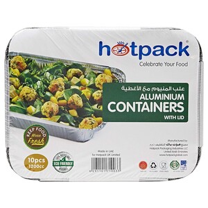 Hotpack Eco-Friendly Large Aluminum Containers With Lids 10 Pieces 1.2L