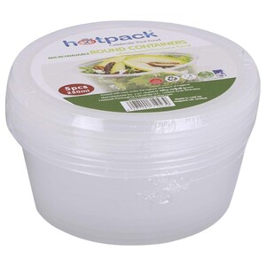 Hotpack Round Microwaveable Containers With Lids 250Ml 5 Pieces