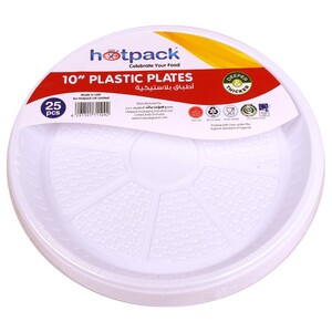 Hotpack White 10 Inch Plastic Plate 25 Pieces