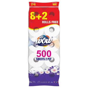 Wow Toilet Roll 2 Ply 500 Sheets 10Pcs