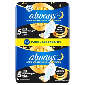Always Ultra Secure Night Extra Duo 10 Pieces