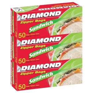 Diamond Zipper Sandwich Bags Small 50Pcs 2+1 Free
