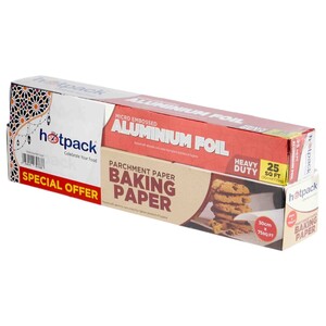 Hotpack Aluminium Foil 30Cm 25Square Feet + Baking Paper 30Cm 75Square Feet Offer
