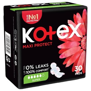 Kotex Feminine Pad Maxi Spring + Wing Black 30 Pads 30% Offer