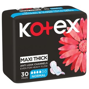 Kotex Feminine Pad Maxi Normal + Wing Black 30 Pads 30% Offer