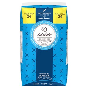 Lil-Lets Maxi Night Thick Pads With Wings 24Pcs