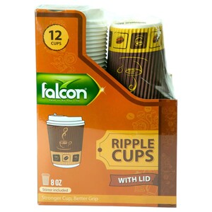 Falcon Rifle Cups With Lid And Stirrer 8 Oz 12 Cups