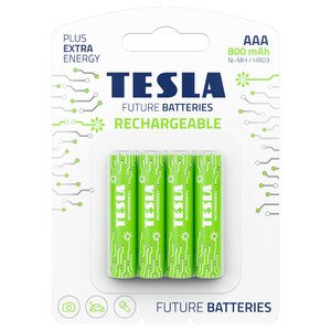 Tesla Battery Aaa Green + Rechargeable Hr03 4 Pieces
