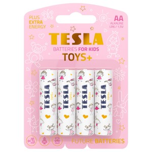 Tesla Toys+ Aa 1.5V Alkaline Batteries Pink 4 Pieces