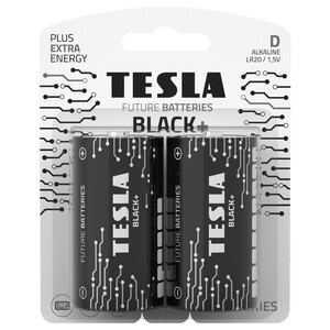 Tesla Black+ 1.5V D Alkaline Batteries 2 Pieces