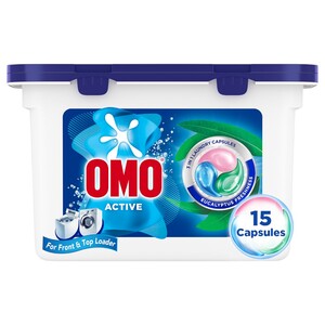 Omo Detergent Laundry Capsules 3In1 Eucalyptus Stain Removal 15 Pods