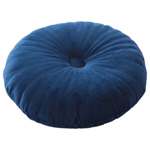 Valentini Round Velvet Cushion W/Ith Button 40Cm Blue