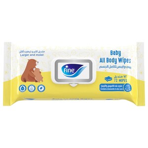 Fine Baby All Body Wipes 72 Pieces