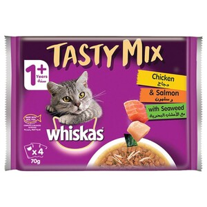 Whiskas Tasty Mix Chicken & Salmon With Seaweed Wet Cat Food 70G