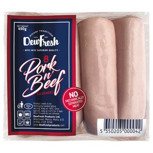 Dewfresh Pork & Beef Sausages 8 Pieces 450G