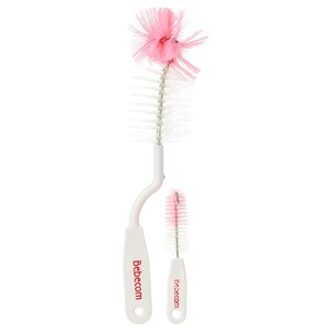 Bebecom Nylon Bottle Brush + Nipple Brush S, Assorted Color Piece Of 1