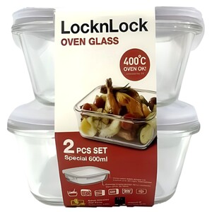Locknlock Euro Ovenglass Square 600Ml X2