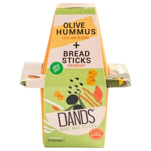 Dands Dip & Go Olive Hummus + Bread Sticks 100G