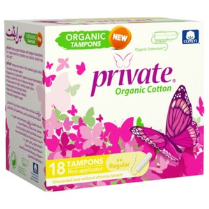 Private Organic Tampons Regular 18 Pieces