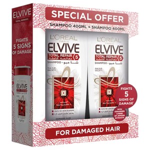 L'oreal Elvive Shampoo Total Repair 5 2 Pieces 400Ml