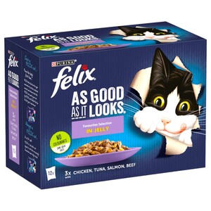 Felix Pouch Meat & Fish Mixed In Jelly 12Pcs 100G