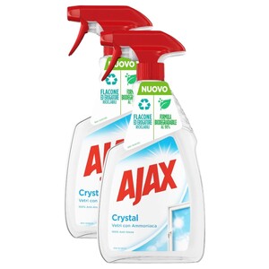 Ajax Crystal Clean Glass Cleaning Spray 750Ml X2