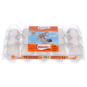 Khaleej Eggs White Medium 15Pcs